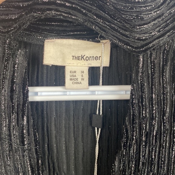 Anthropologie The Korner Black Silver Velvet Keyhole Mini Dress Ribbed - Size S - Picture 5 of 14